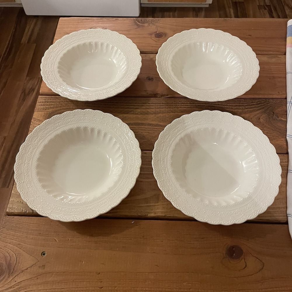 Vintage Spode Jewel Copeland White Set of 4 Round Soup Bowls 9" Ceramic England